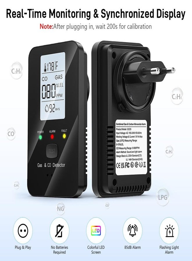 Serplex كاشفات أول أكسيد الكربون 4 في 1 من سيربلكس®، وكاشف تسرب الغاز الطبيعي مع مراقبة درجة الحرارة والرطوبة، وجهاز مراقبة أول أكسيد الكربون مع منبه صوتي، وشاشة عرض LED تعمل على مدار الساعة طوال أيام الأسبوع. - Image 5